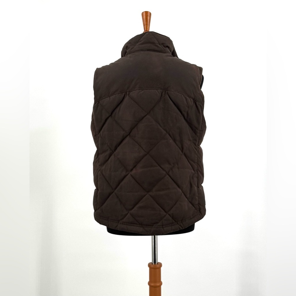 L.L.Bean Brown Quilted Waxed Cotton Goose Down Vest Size M - Picture 13 of 15